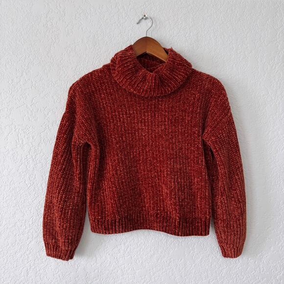 Pink Rose Red Long Sleeve Chunky Cropped Sweater Size X-small - Picture 1 of 6